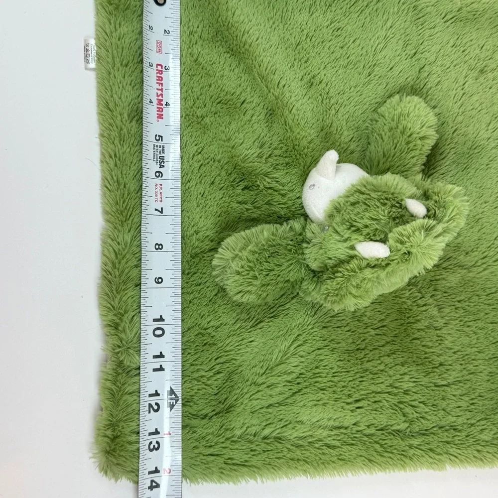 Oobles Security Blanket Green Triceratops Dinosaur Plush Shaggy Faux Fur Lovey